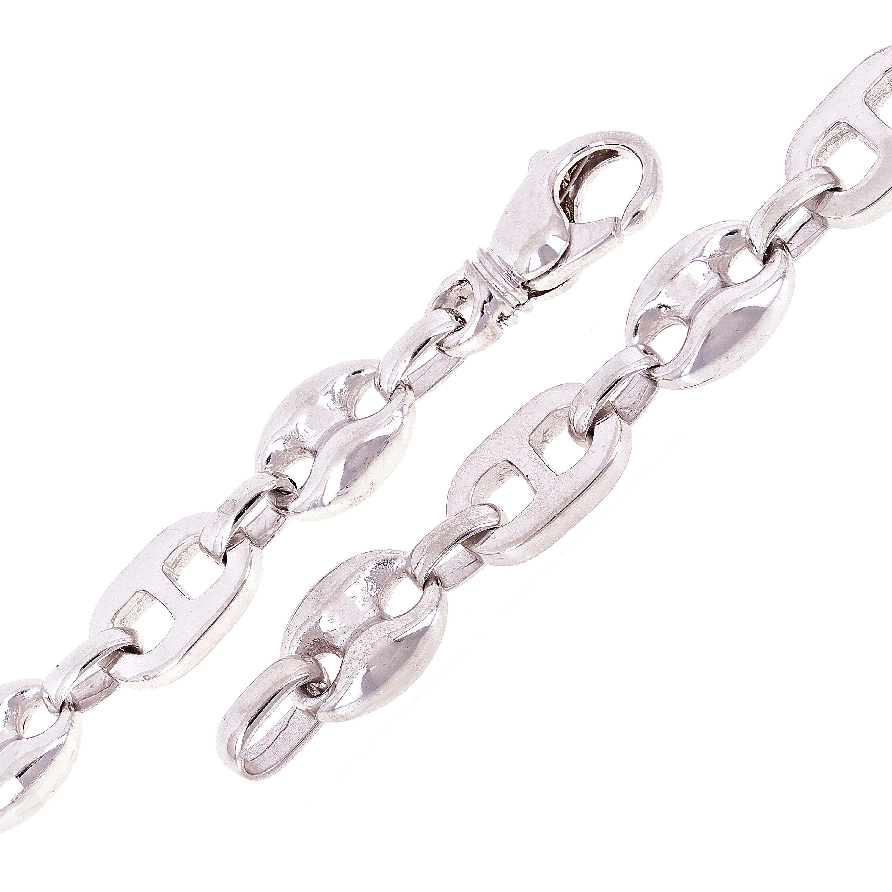 10k White Gold Solid Gucci Puffy Mariner Link Chain Bracelet 7" 10.7mm 33.8 gram - White,7"