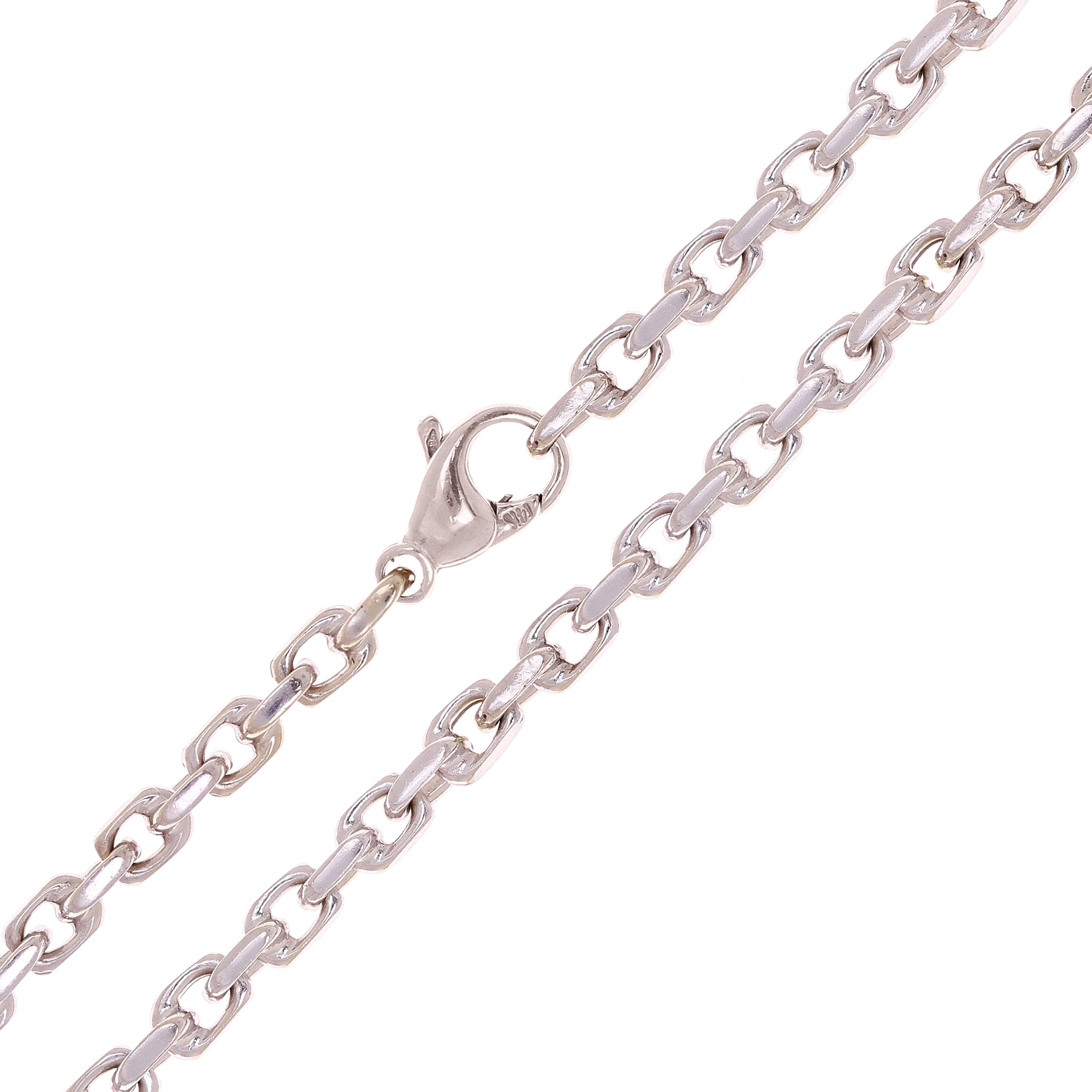 14k White Gold Handmade Fashion Link Necklace 18" 4.5mm 33.3 grams