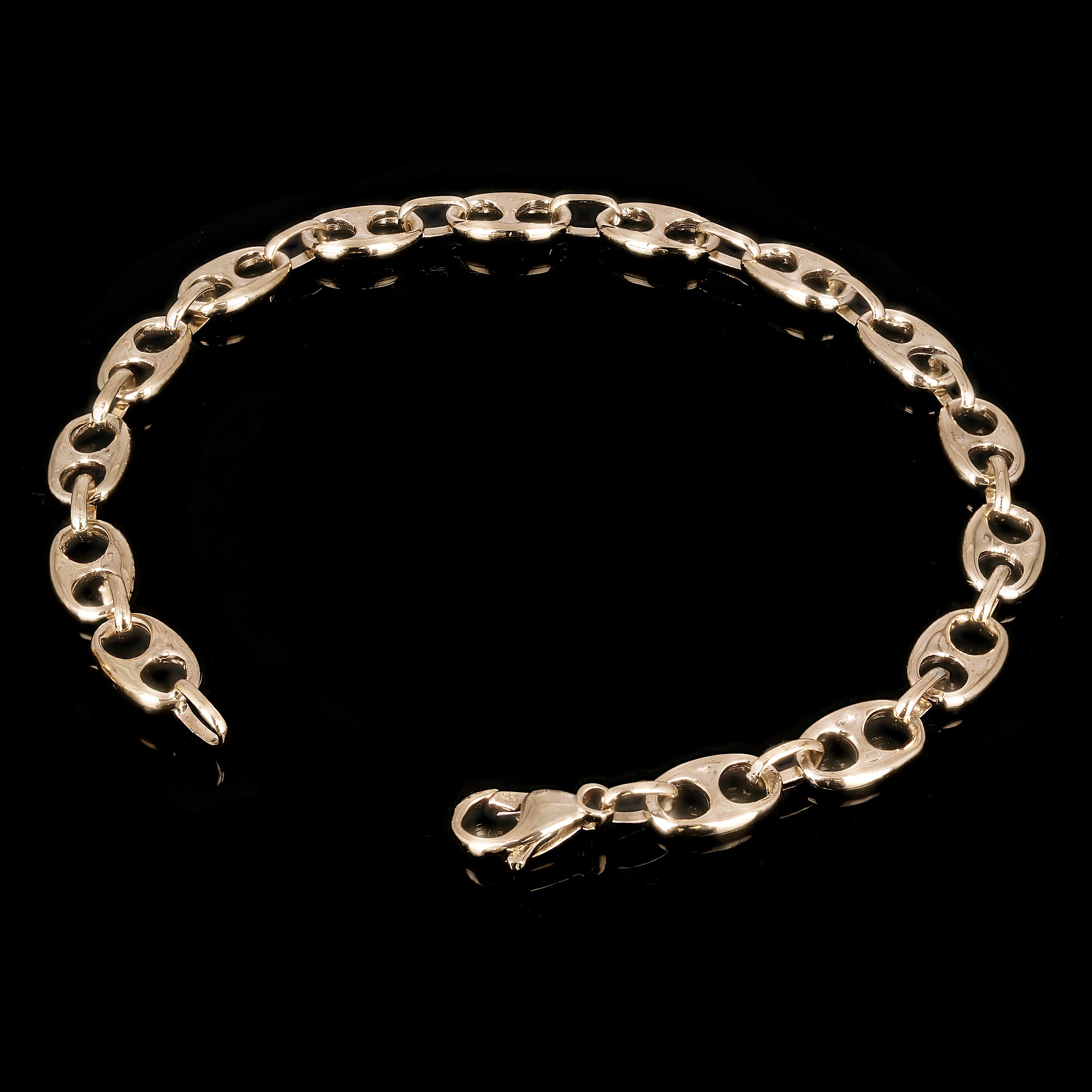14k Yellow Gold Solid Gucci Mariner Link Chain Bracelet 8mm 7" - 9"