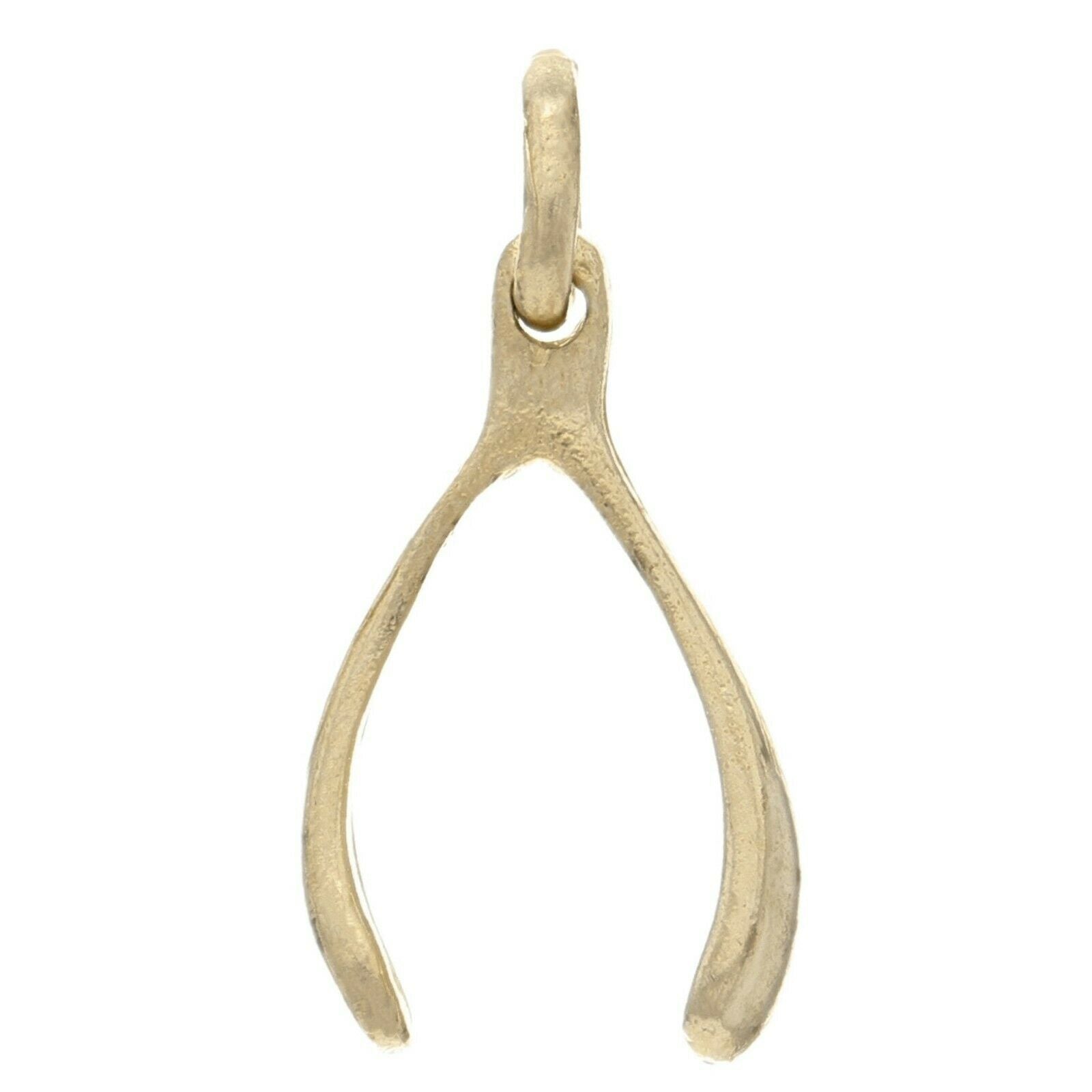 14k Yellow Gold Good Luck Wish Bone Charm Pendant 0.8 gram - Yellow