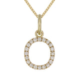 14k Yellow Gold Diamond Initial Letter O Charm Pendant Necklace 18" - Letter O,Yellow