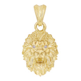14k Yellow Gold 3D Lion Head Charm Pendant 1.1" with Diamond Eyes 4 grams - Small 4 grams