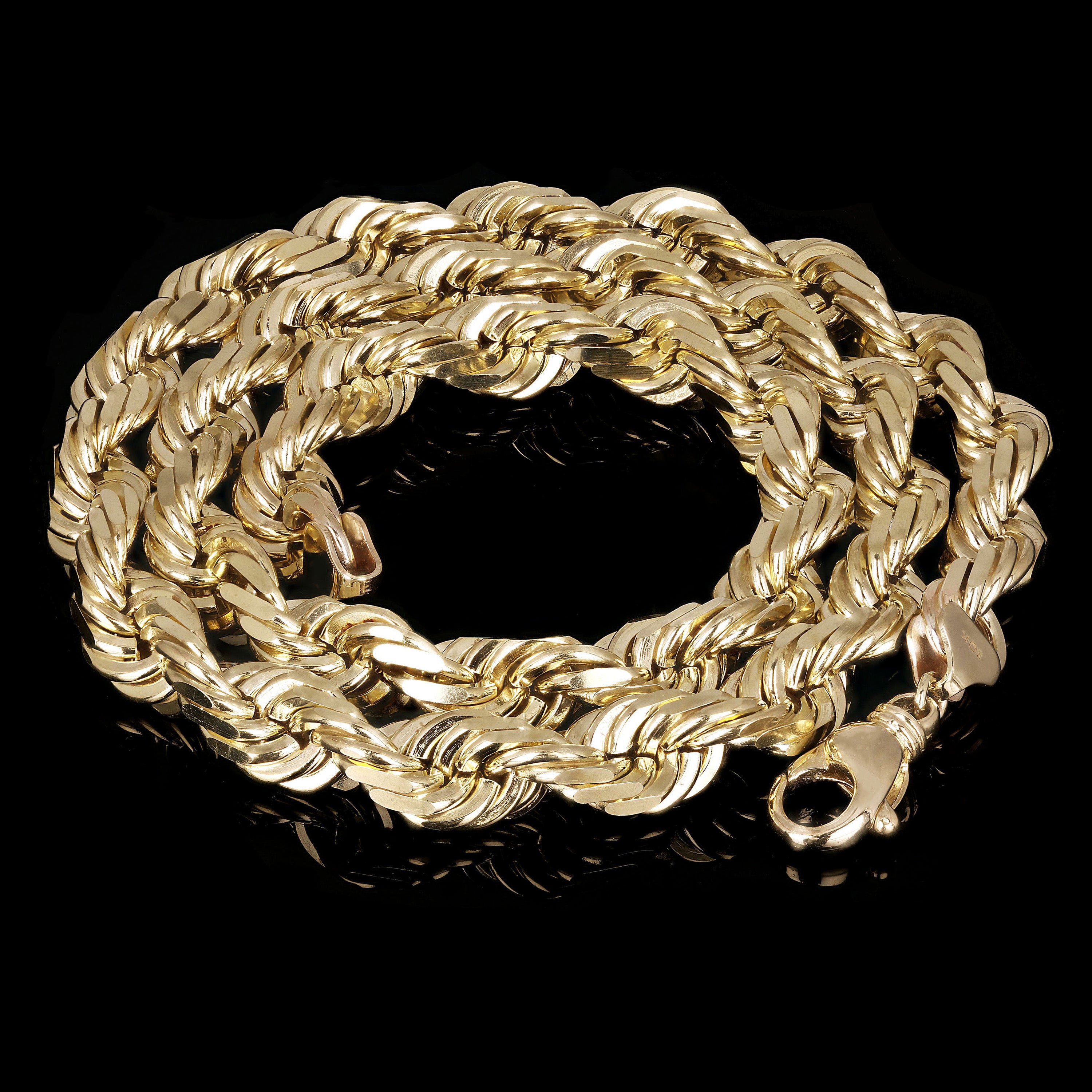 Men's Solid 10k Yellow Gold Diamond Cut Rope Chain Necklace 24" 10mm 159.6 grams - 24" 159.6 grams