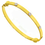 Italian 14k Two-Tone Gold Hollow Screw Design Bangle Bracelet 7" 4mm 5.2 grams