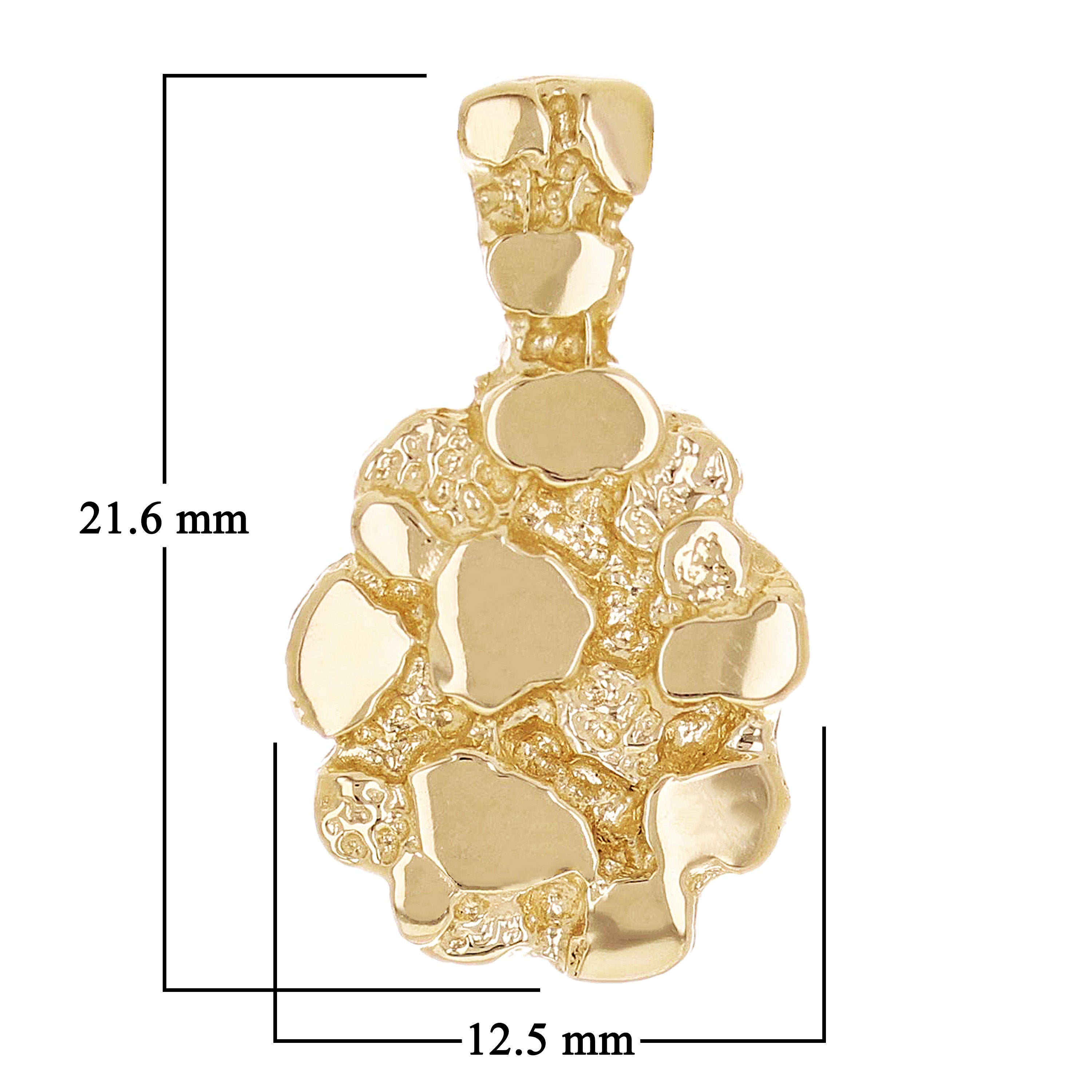 10k Yellow Gold Solid Oval Nugget Charm Pendant 21.6 x 12.5mm 3.3 grams