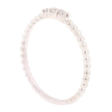 14k White Gold 0.09ctw Diamond 3-Stone Slim Beaded Stackable Band Size 6.5 - White
