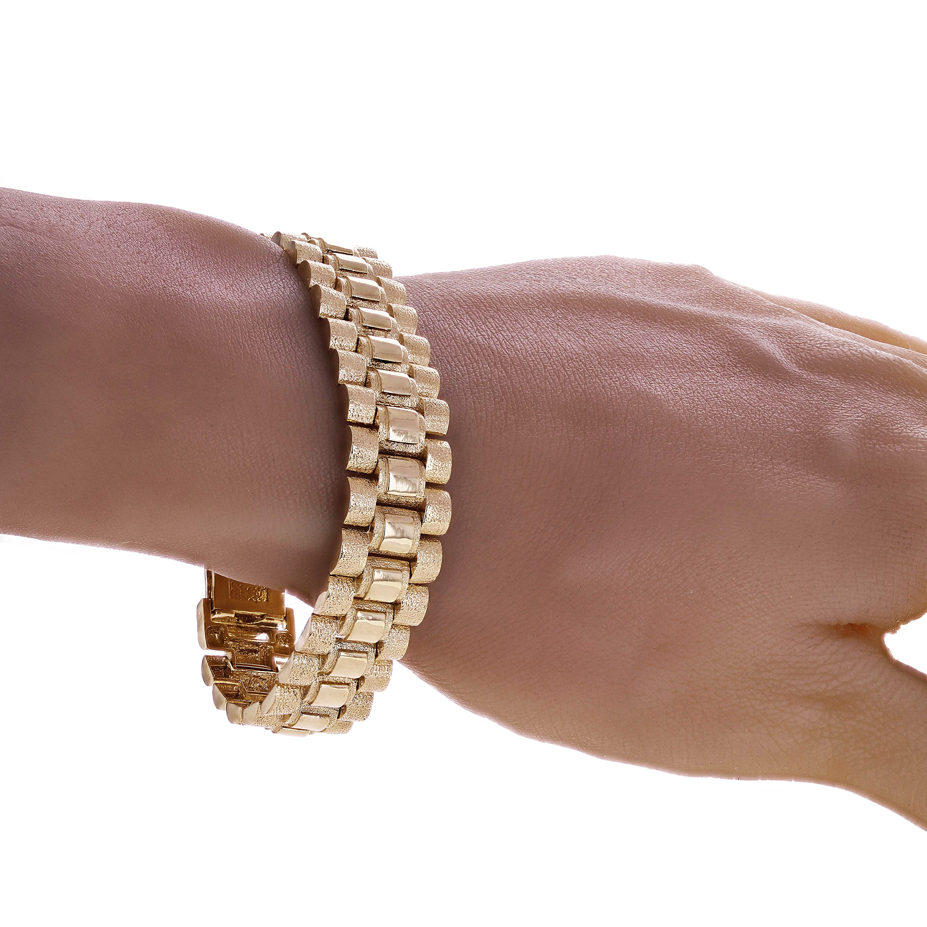 10k Yellow Gold Watch Link Chain Bracelet Adjustable 9-9.5" 14.8mm 40.3 grams