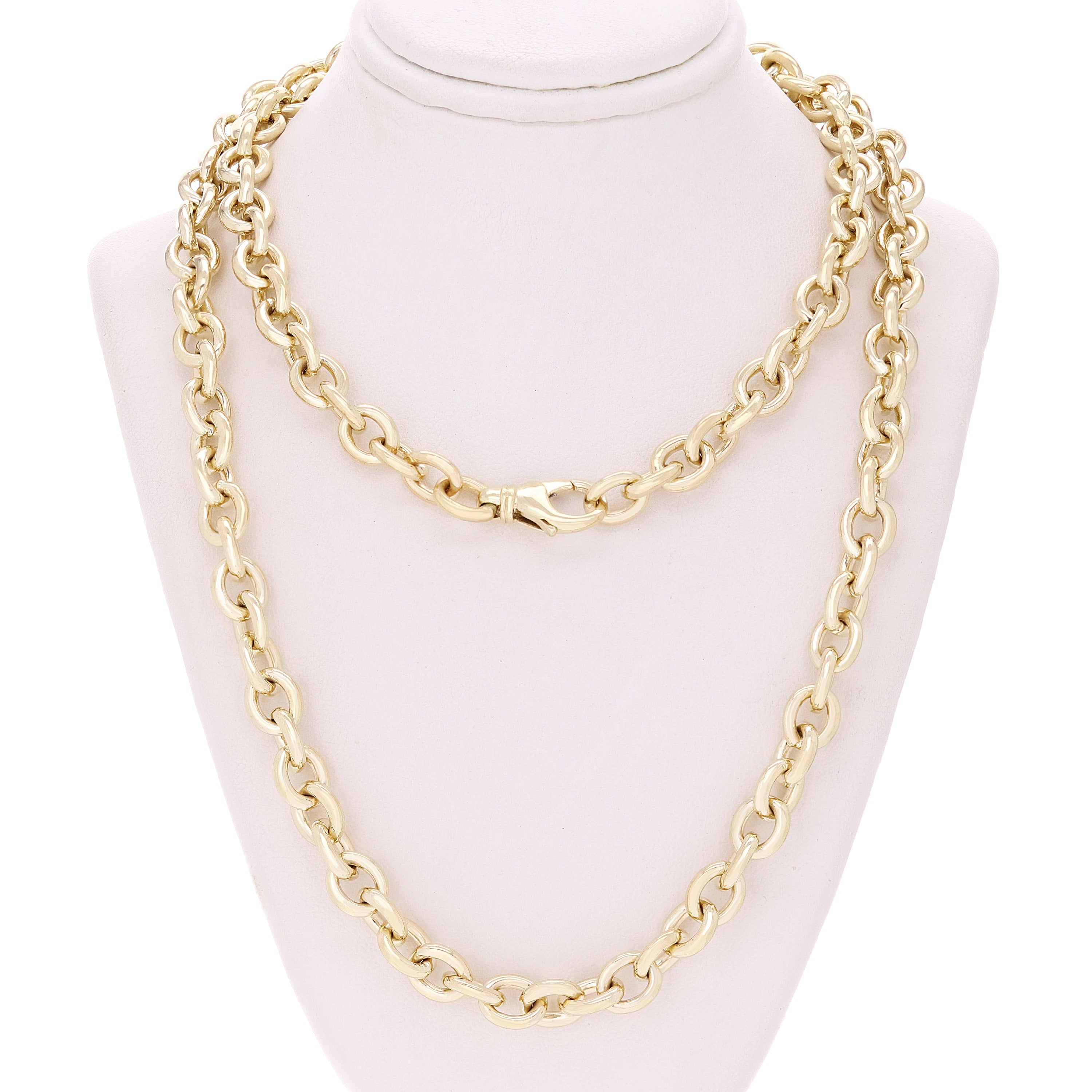 10k Yellow Gold Solid Handmade Link Heavy Rolo Chain Necklace 20" 8mm 74.5 grams