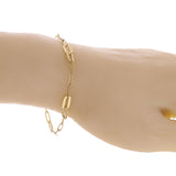 Italian 14k Yellow Gold High Polished & Diamond Cut Paperclip Link Bracelet 7"