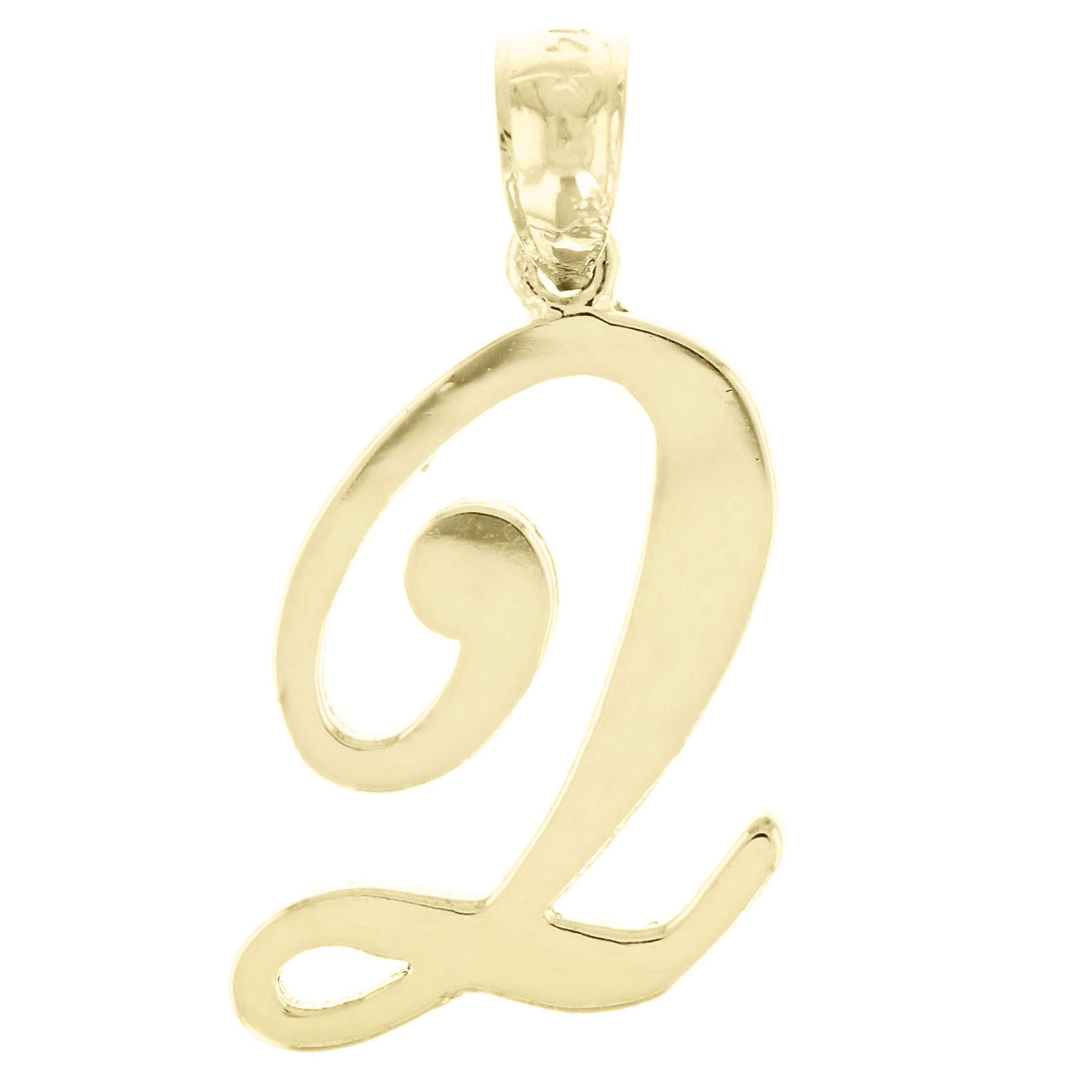 14k Yellow Gold Initial Letter Q Alphabet Charm Pendant - Letter Q,Yellow