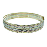 10k Tri Color Gold Diamond Cut Slip On 7 Day Bangle Bracelet 2.75" 11.5mm 17g