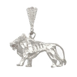 14k White Gold Diamond Cut Lion Charm Pendant 3.6 grams - White