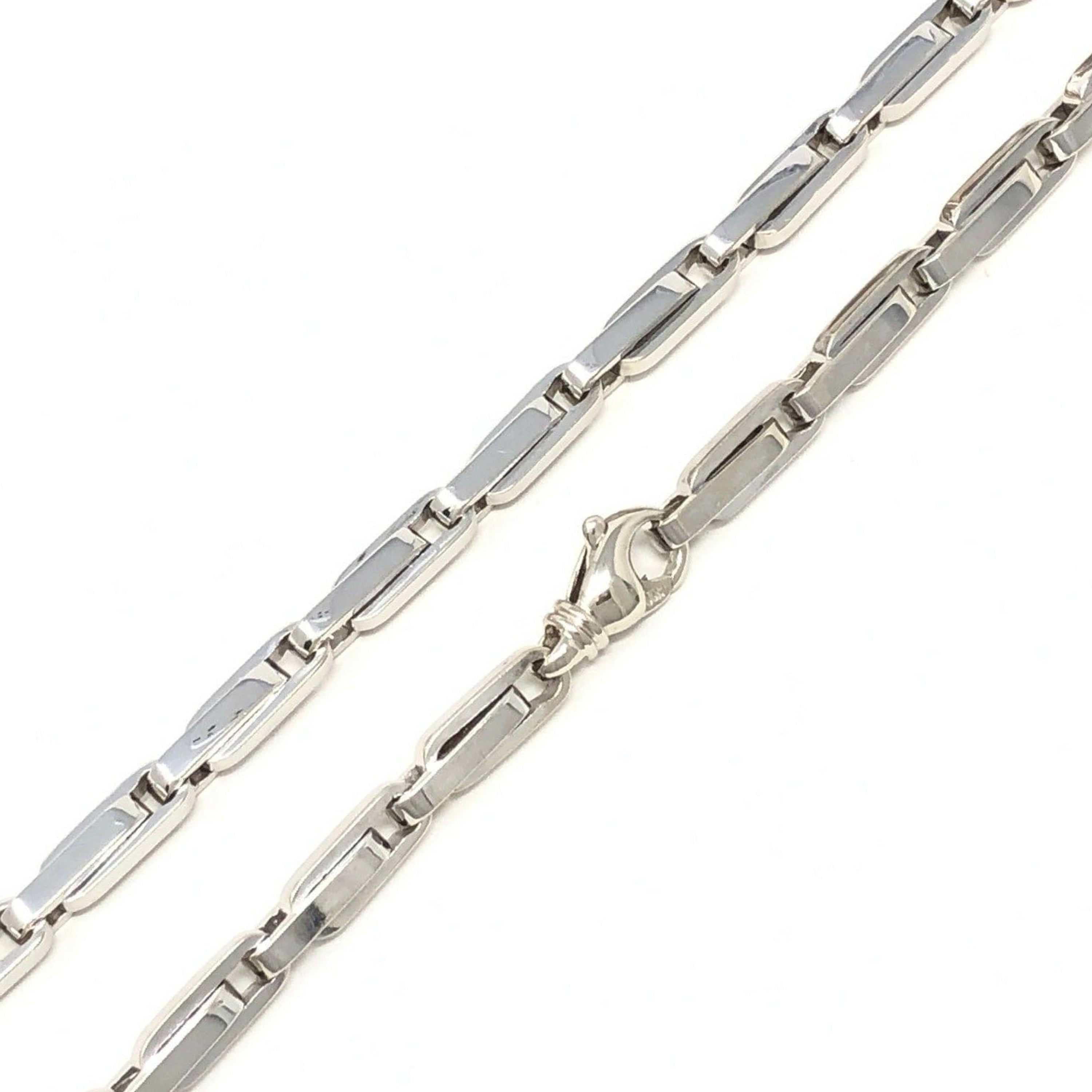 10k White Gold Solid Handmade Fashion Link Chain Necklace 20" 5mm 70.9 grams - White,20" 70.9 grams
