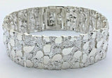 925 Sterling Silver Solid Nugget Bracelet Adjustable 7" 21.5mm 44 grams