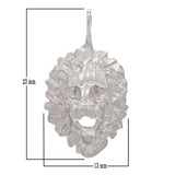 14k White Gold Solid Diamond Cut Lion Head Lion Face Charm Pendant 2.1 grams - White