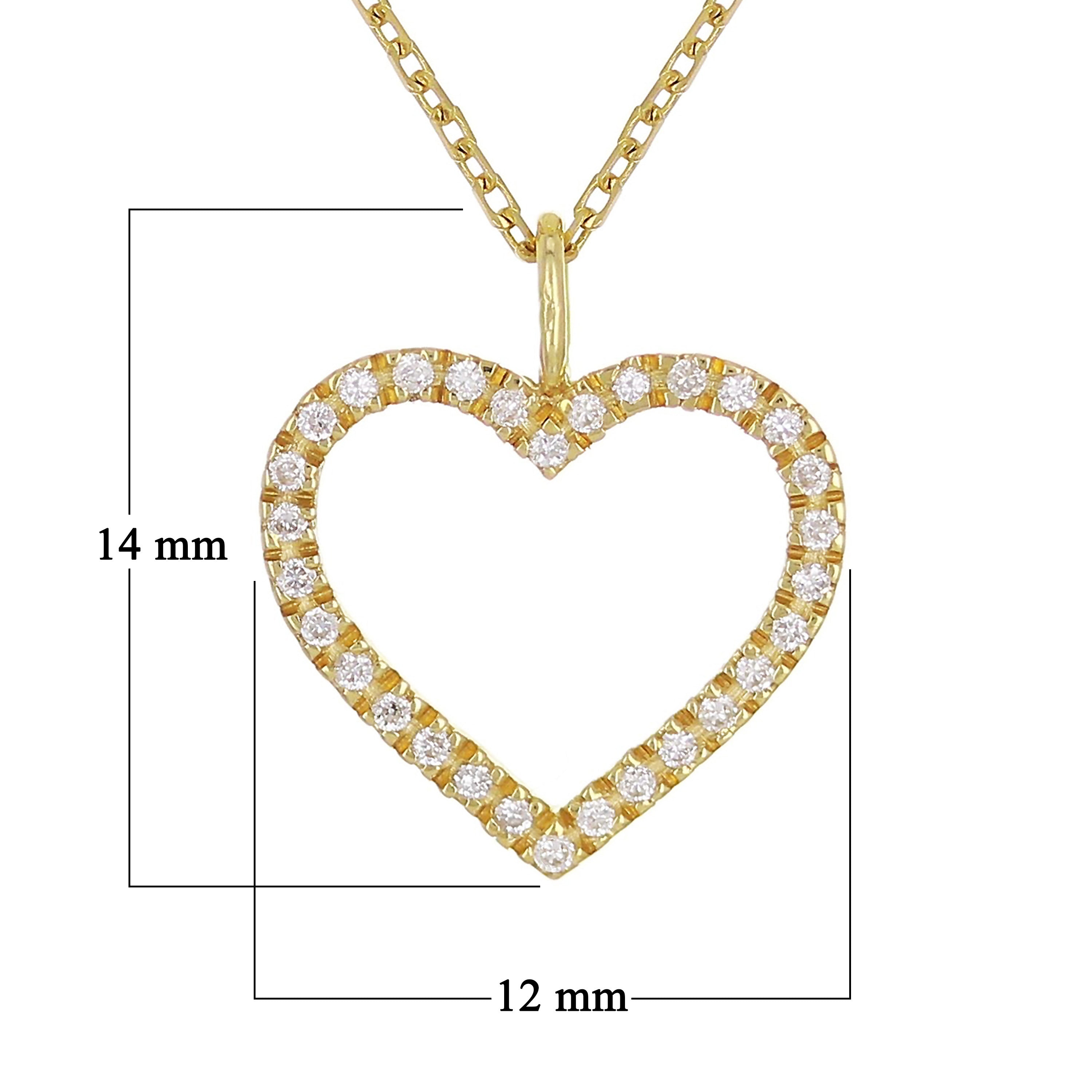 14k Yellow Gold 0.10ctw Natural Diamond Heart Charm Pendant Necklace 18" - Yellow
