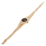 Women's 14k Yellow Gold Nugget Link Bracelet Geneve Wrist Watch with Diamonds 7"