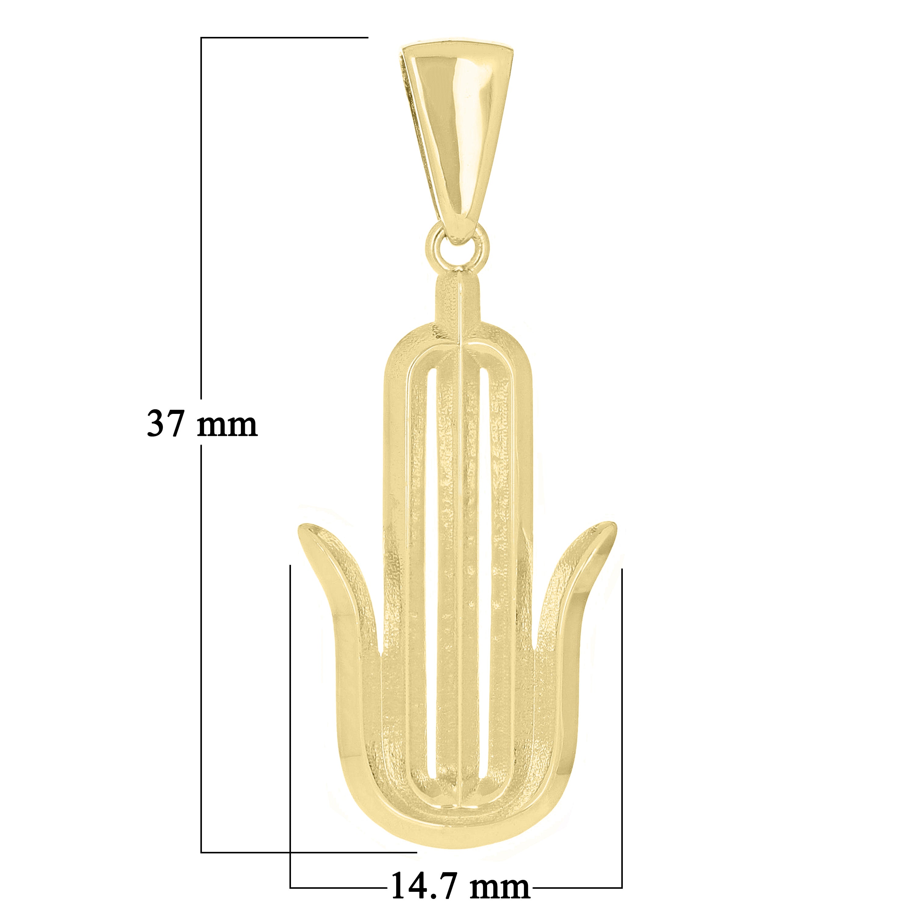 14k Yellow Gold Hamsa Charm Pendant 1.5" 3.7 grams