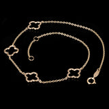 Italian 14k Yellow Gold Four Leaf Clover Anklet Bracelet 10" 1.7 grams
