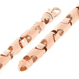 14k Rose Gold Solid Handmade Fashion Link Chain Bracelet 7" 6mm 25.5 grams - Rose,7"