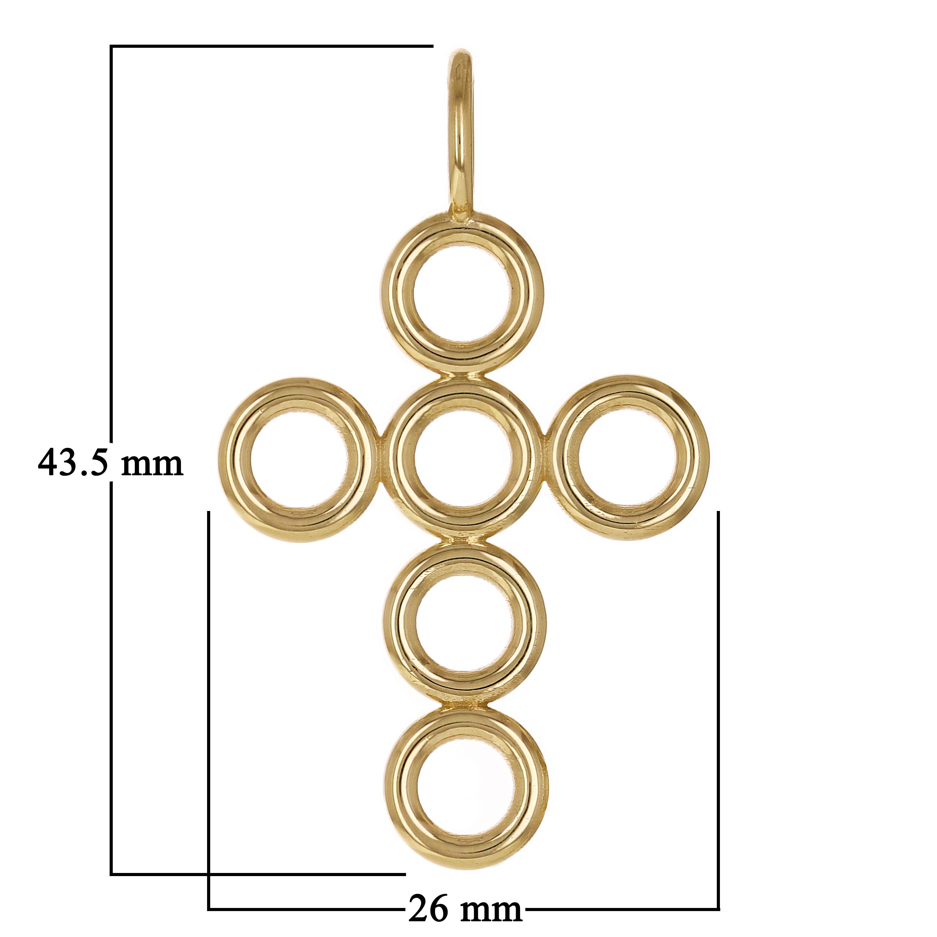 14k Yellow Gold Solid Religious Cross Charm Pendant 1.7" 5.3 grams