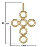 14k Yellow Gold Solid Religious Cross Charm Pendant 1.7" 5.3 grams