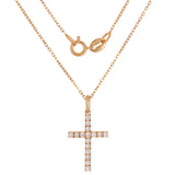 14k Rose Gold Diamond Cross Pendant - Rose