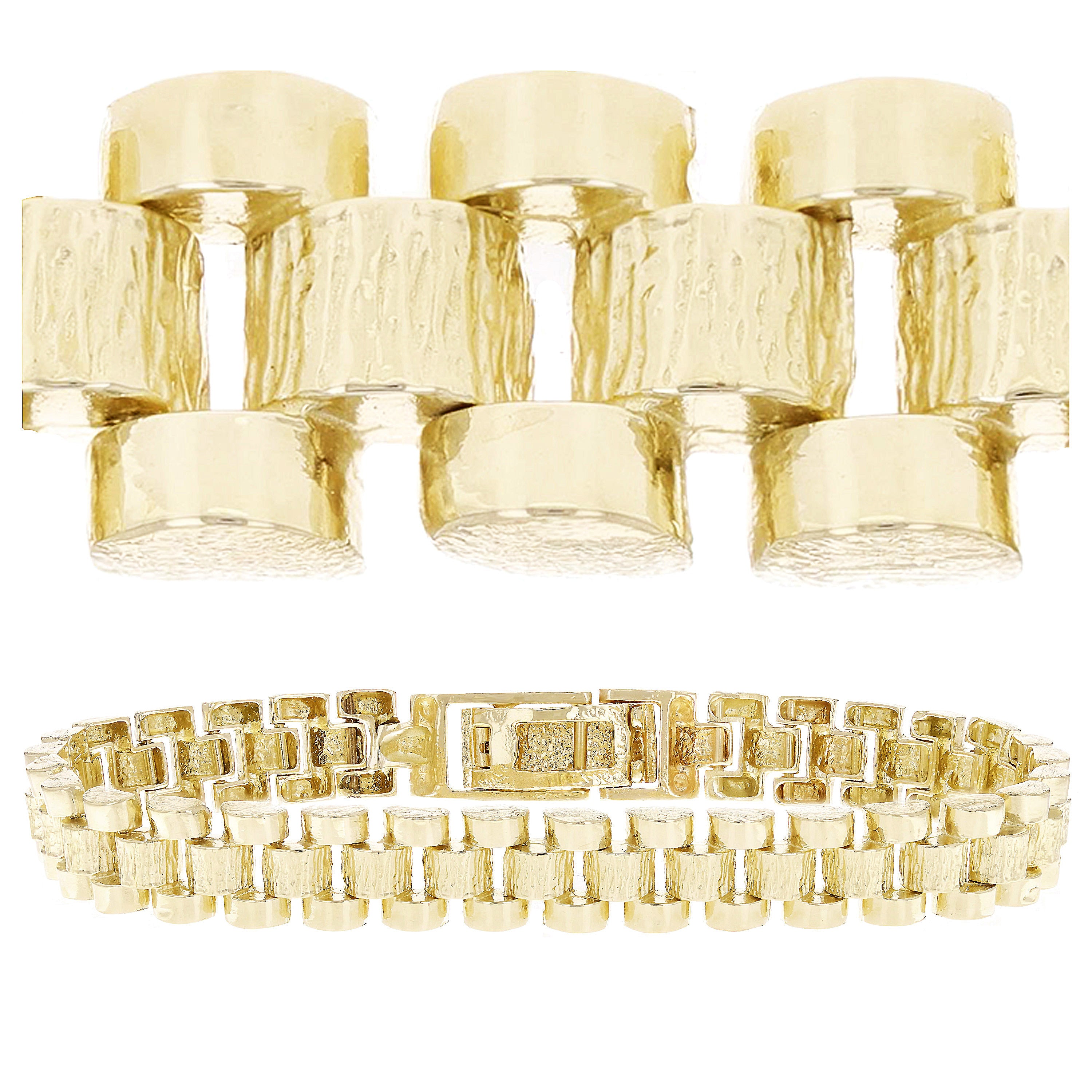 14k Yellow Gold Solid Watch Band Link Bracelet 8-8.5" 8.5mm 24.5 grams - 8.5" 24.5 grams