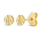 Italian 14k Yellow or White Gold Textured Thumbtack Medallion Stud Earrings