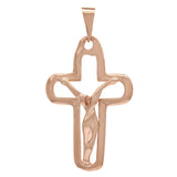 14k Rose Gold Solid Jesus Christ Crucifix Cross Charm Pendant 5.9 grams - Rose