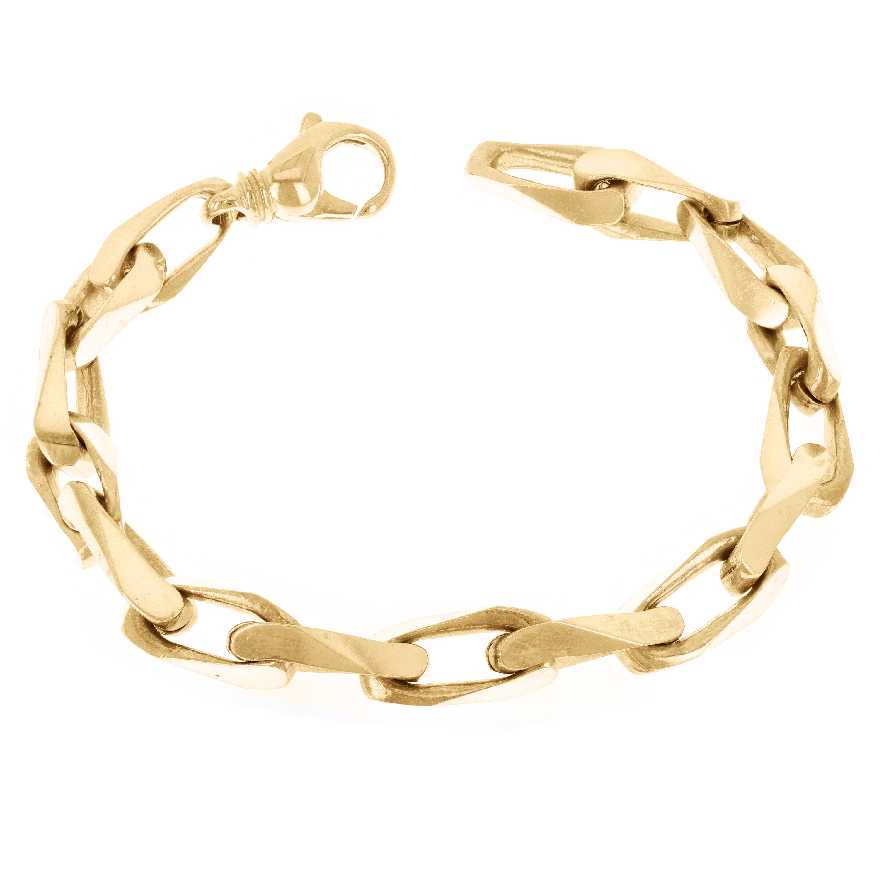 14k Yellow Gold Solid Handmade Fashion Link Chain Bracelet 7" - 8" 8.6mm
