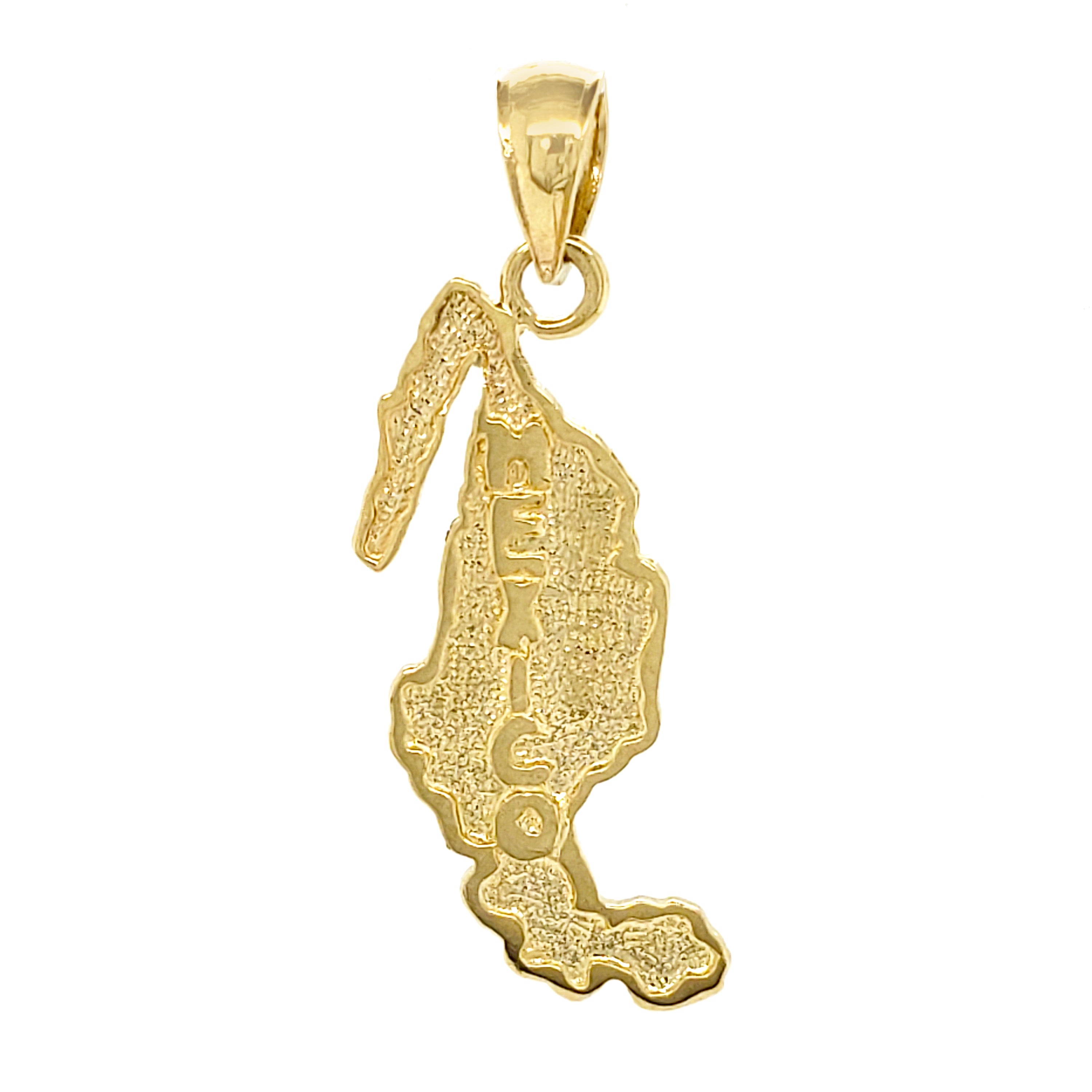14k Yellow Gold Mexico Charm Pendant Travel Souvenir Country Map 1.3" 1.7 grams - Yellow