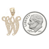 14k Yellow Gold Initial Letter W Alphabet Charm Pendant - Letter W,Yellow