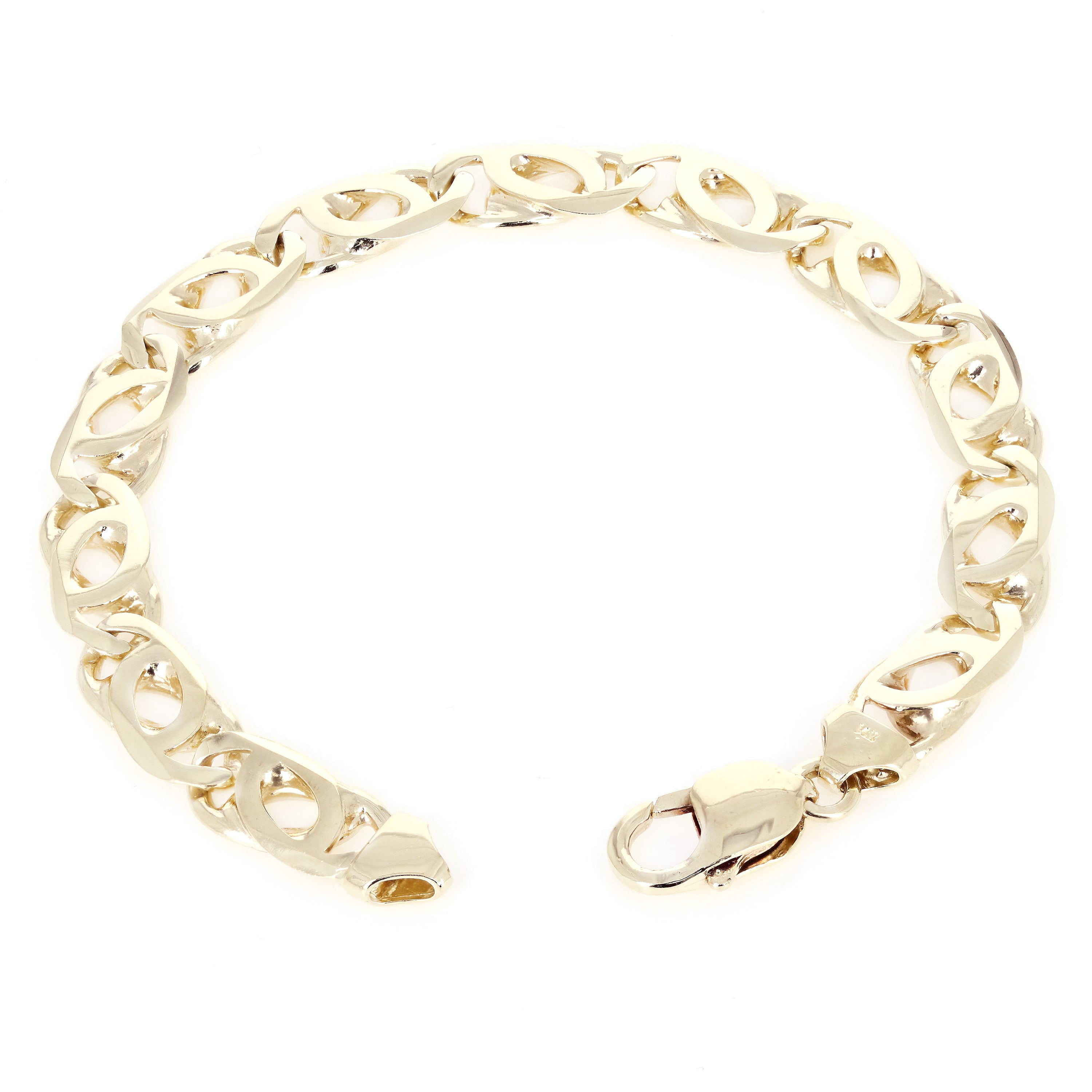 14k Yellow Gold Solid Handmade Fashion Link Chain Bracelet 9" 9mm 31 grams