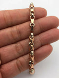 14k White & Rose Gold Handmade Fashion Link Bracelet 7.75" 5mm 15.3 grams