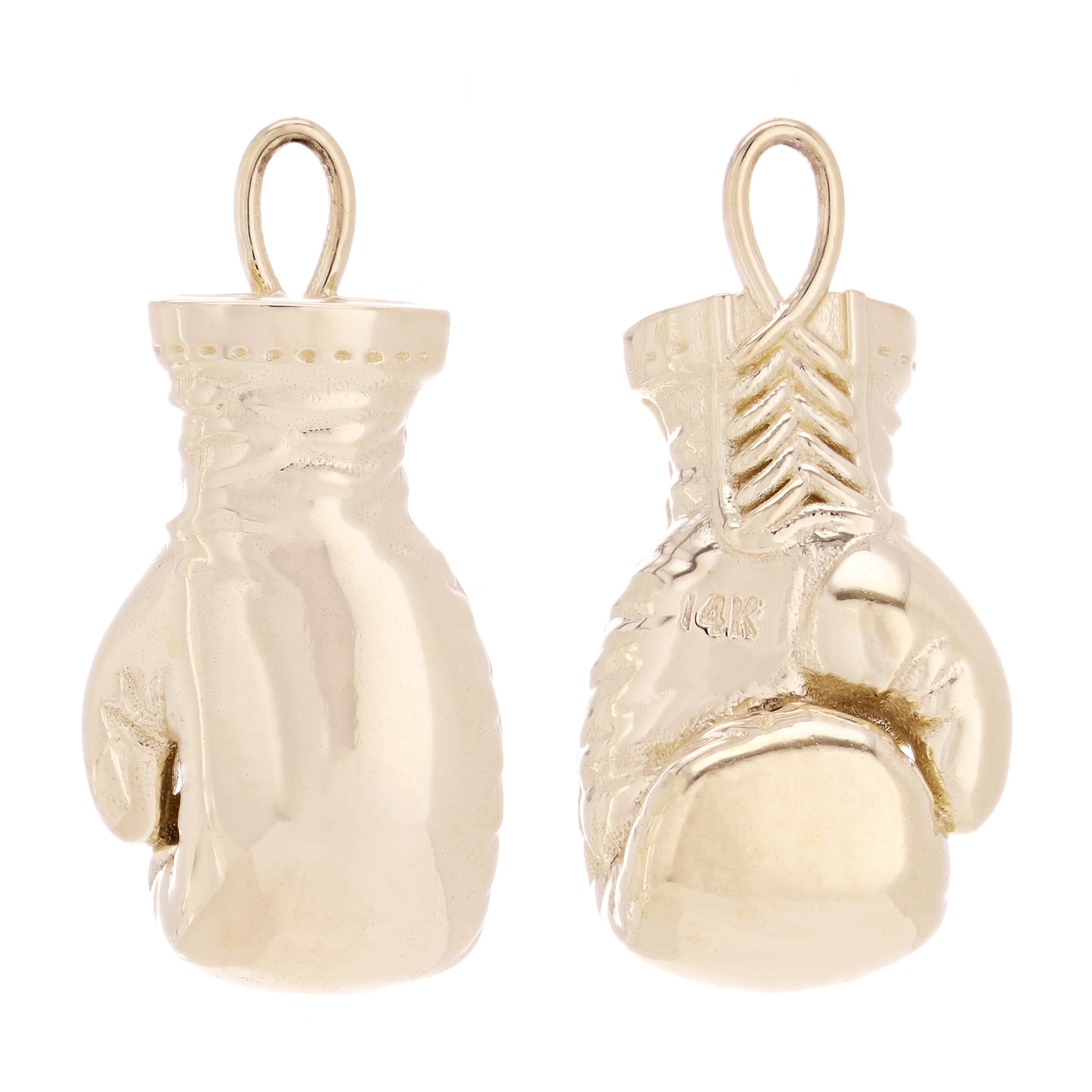 14k Yellow Gold Solid Heavy 3D Boxer Boxing Gloves Sports Pendant 11 grams - Yellow