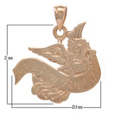14k Rose Gold Solid "Heaven Bound" Guardian Angel Charm Pendant 5.2grams - Rose