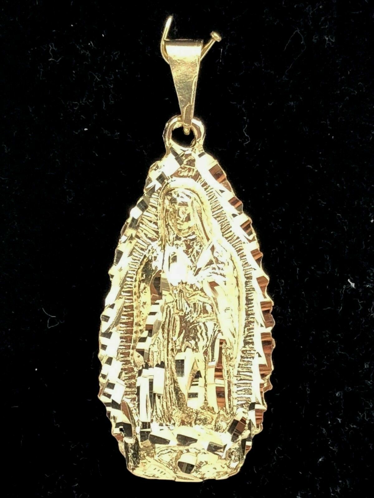 10k Yellow Gold Virgin Mary Lady of Guadalupe Pendant Religious Charm 7 grams