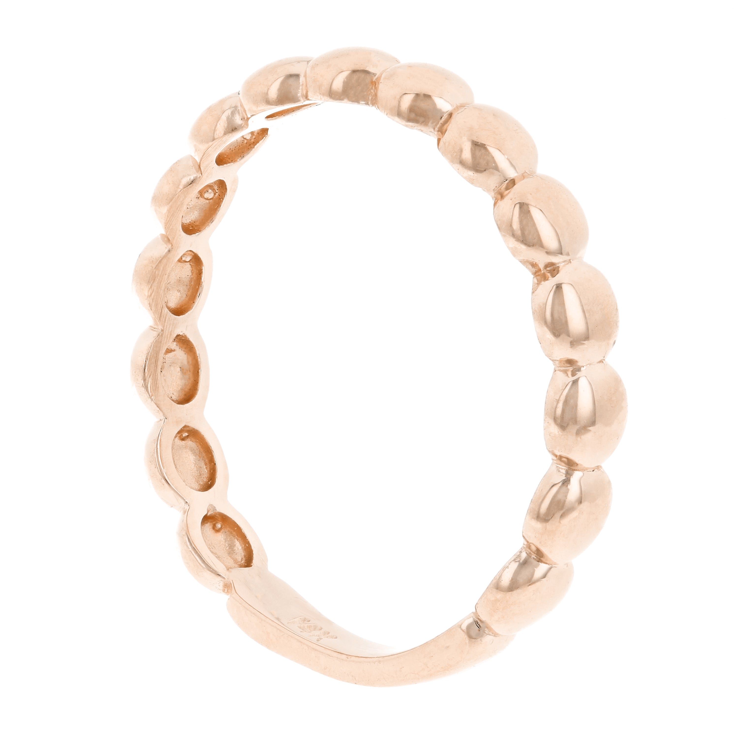 14k Rose Gold Ball Beaded Stackable Ring 3mm 1.8 grams Size 6.75 - Rose,Ring Size 6.75