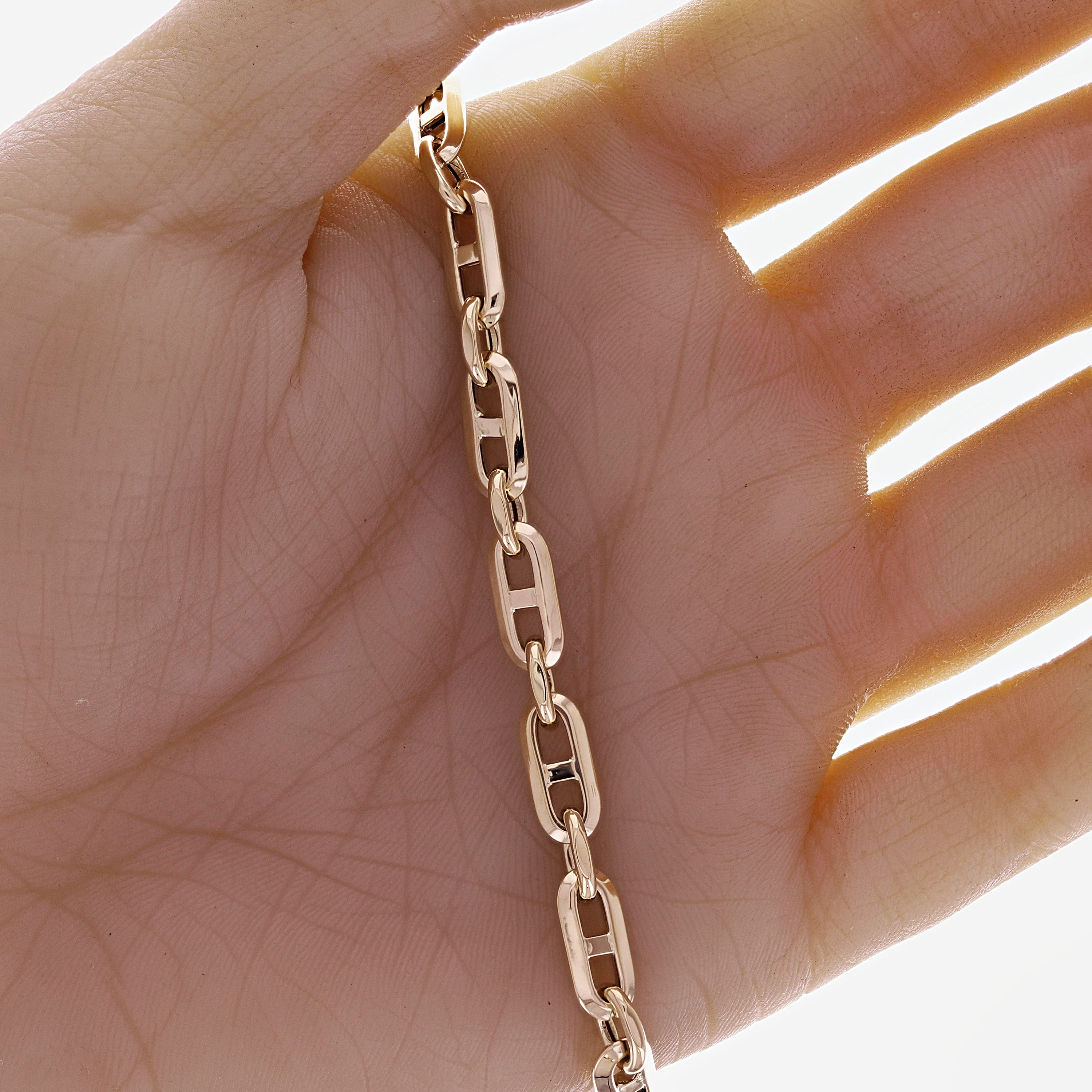 Italian 14k Yellow Gold Hollow Anchor Chain Bracelet 7.5" 5.8mm 4.9 grams