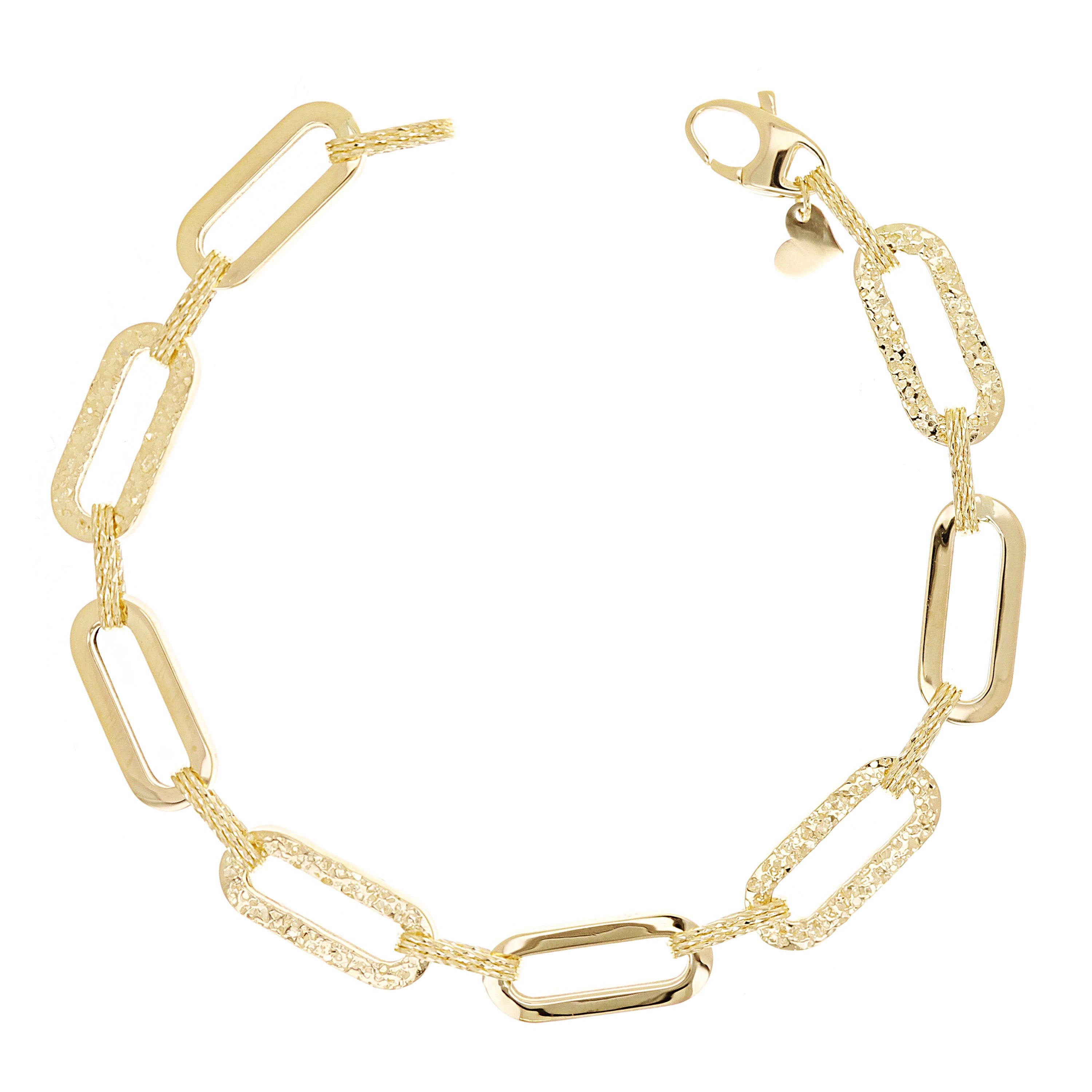 Italian 14k Yellow Gold Paper Clip Link Necklace, Bracelet & Earrings Set 23.4 grams