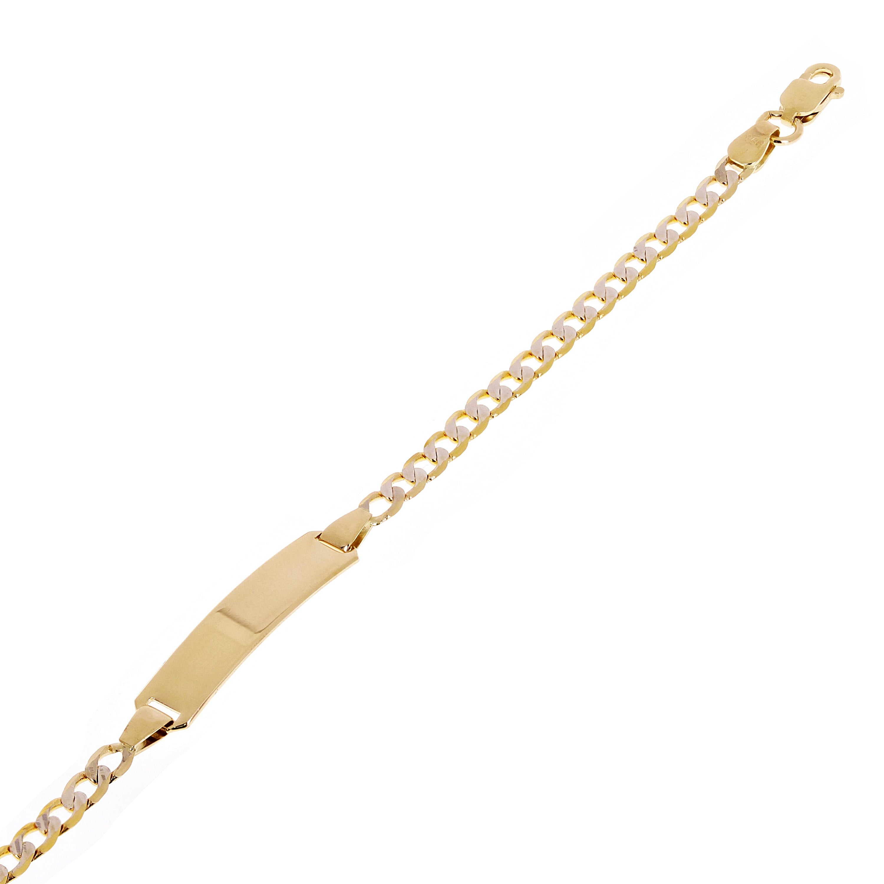 Italian 14k Two Tone Gold Engravable Baby Kids Cuban ID Bracelet 6" 5mm 3 grams