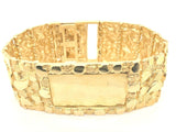 Men's 10k Yellow Gold Solid Nugget ID Bracelet 8.5" 31mm 81.1 grams