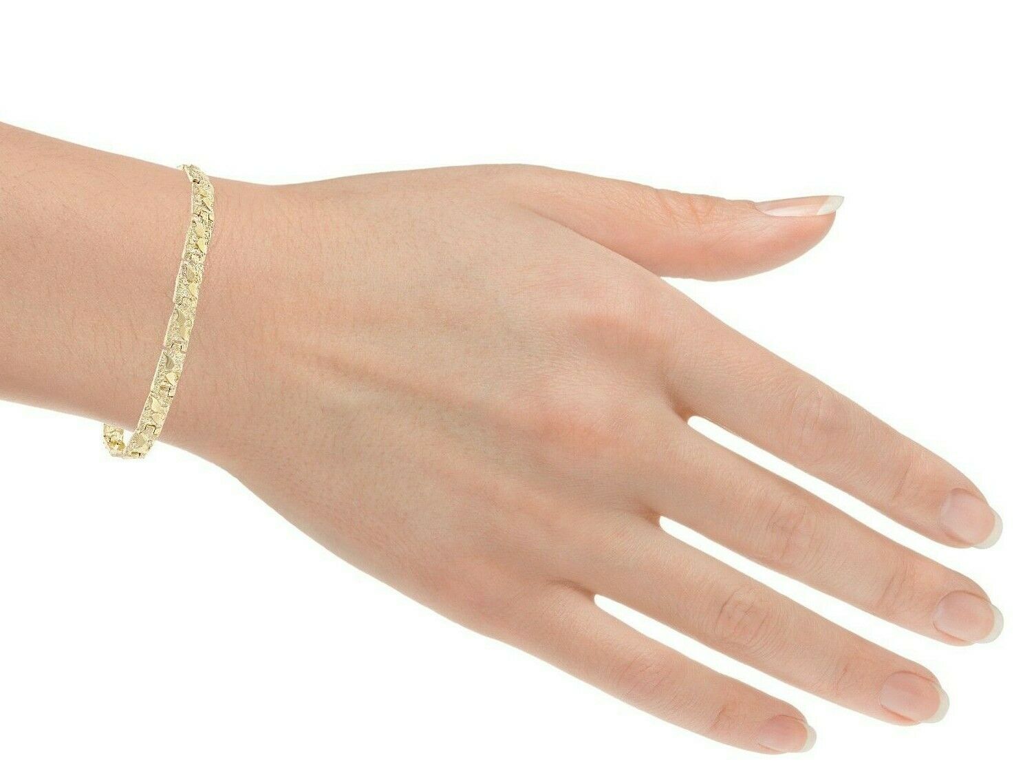 14k Yellow Gold Nugget Bracelet Adjustable 8.5" 5.5mm 14 grams - 8.5"