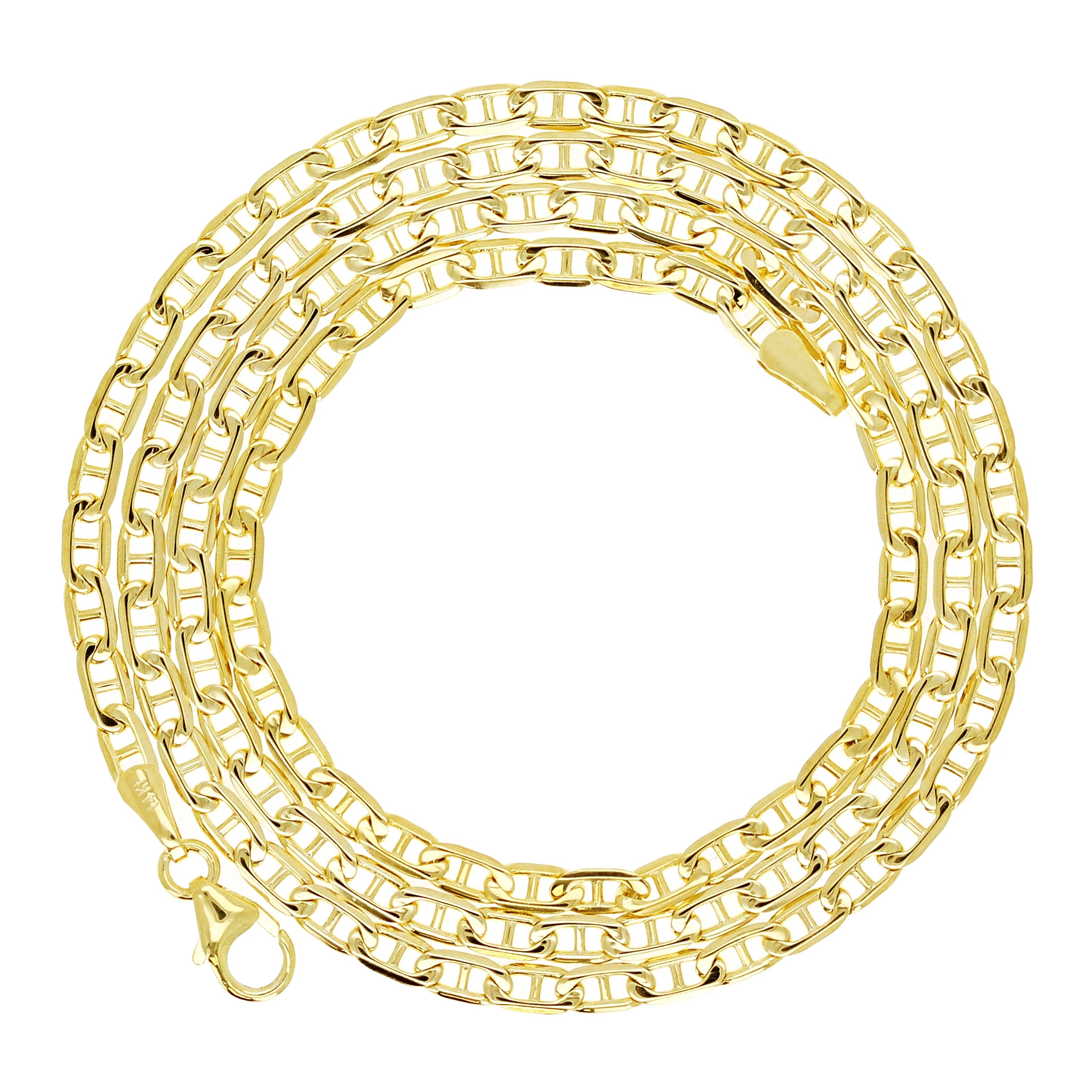 Italian 14k Yellow Gold Solid Anchor Mariner Link Chain Necklace 20" 3mm 8.4 grams - 20" 8.4 grams