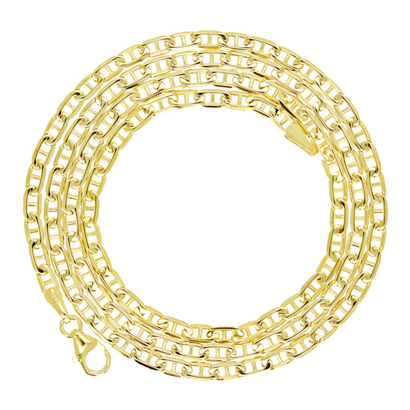 Italian 14k Yellow Gold Solid Anchor Mariner Link Chain Necklace 20