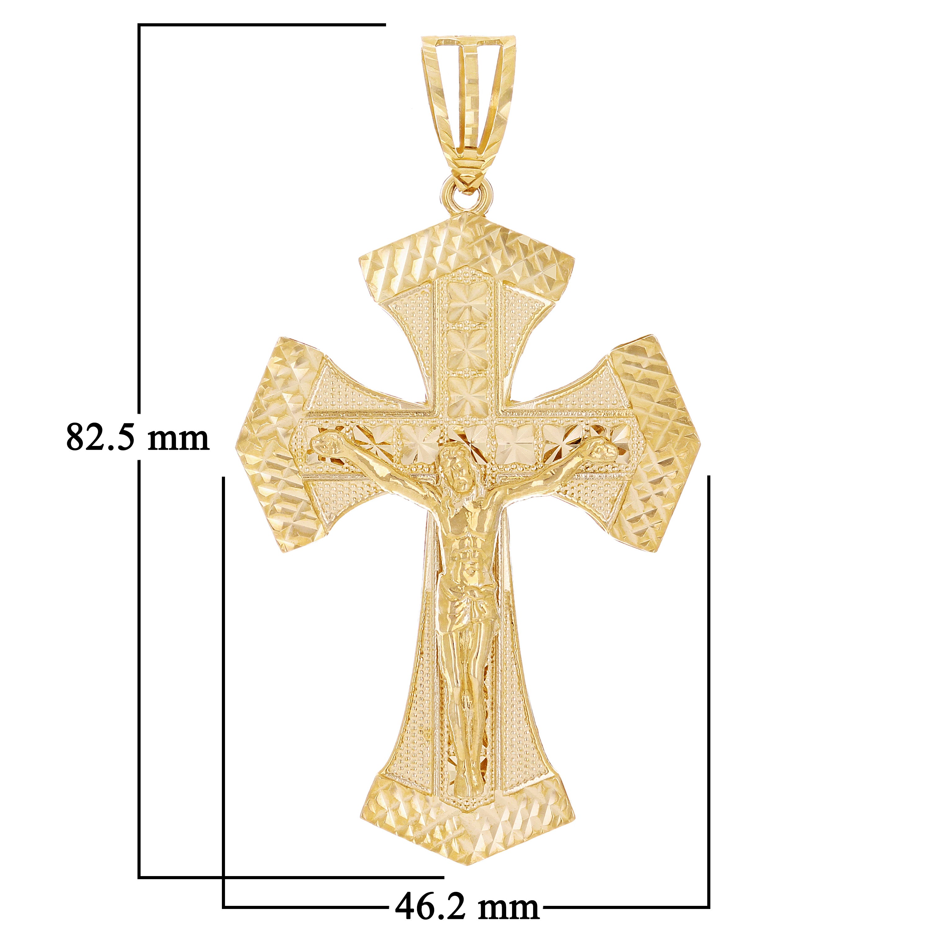 14k Yellow Gold Religious INRI Jesus Christ 3D Big Cross Pendant 3.2" 21.2 grams