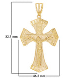 14k Yellow Gold Religious INRI Jesus Christ 3D Big Cross Pendant 3.2" 21.2 grams