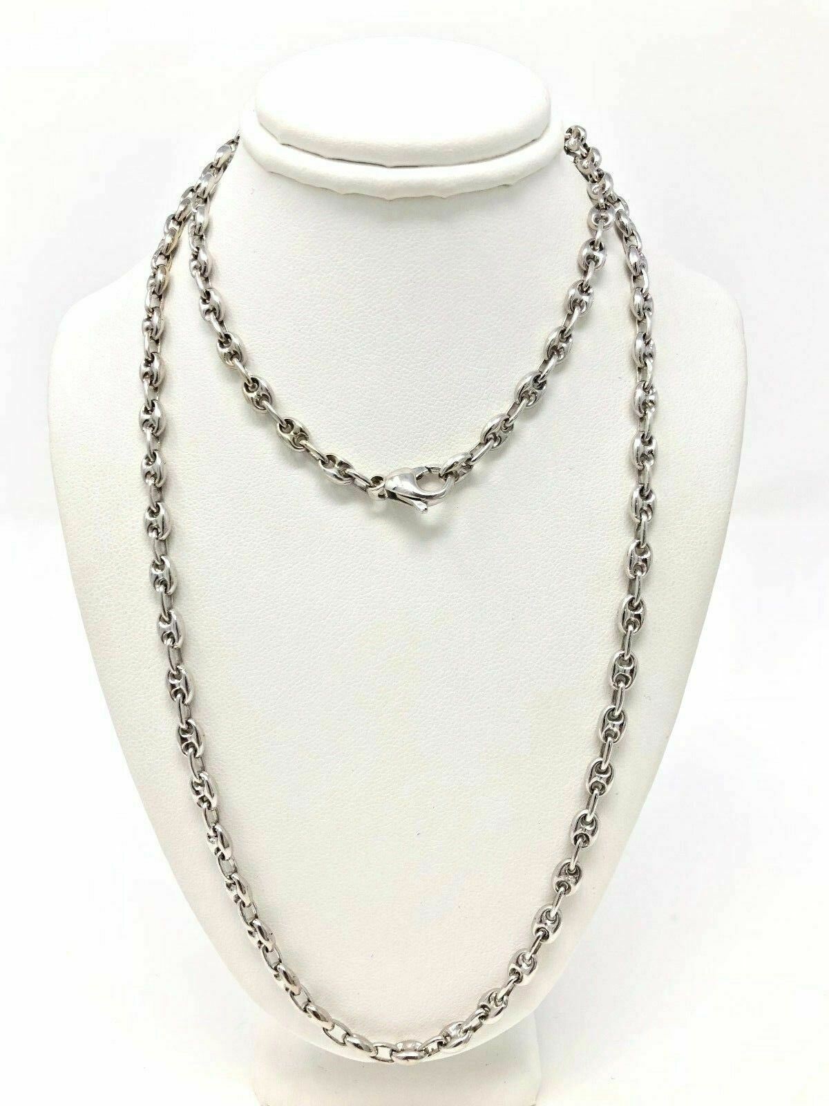 14k White Gold Solid Gucci Mariner Link Chain Necklace 22" 4.9mm 33 grams - White,22"