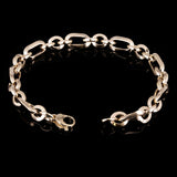 Italian 14k Yellow Gold Hollow Oval & Round Link Bracelet 8" 7.8mm 5 grams